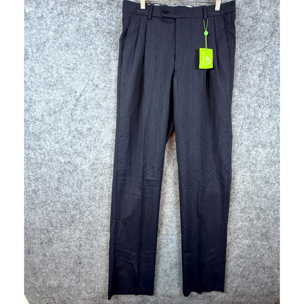 Betenly Dress Pants Mens 32 Navy Blue‎ Office Dress Stretch Frayed Hem Formal